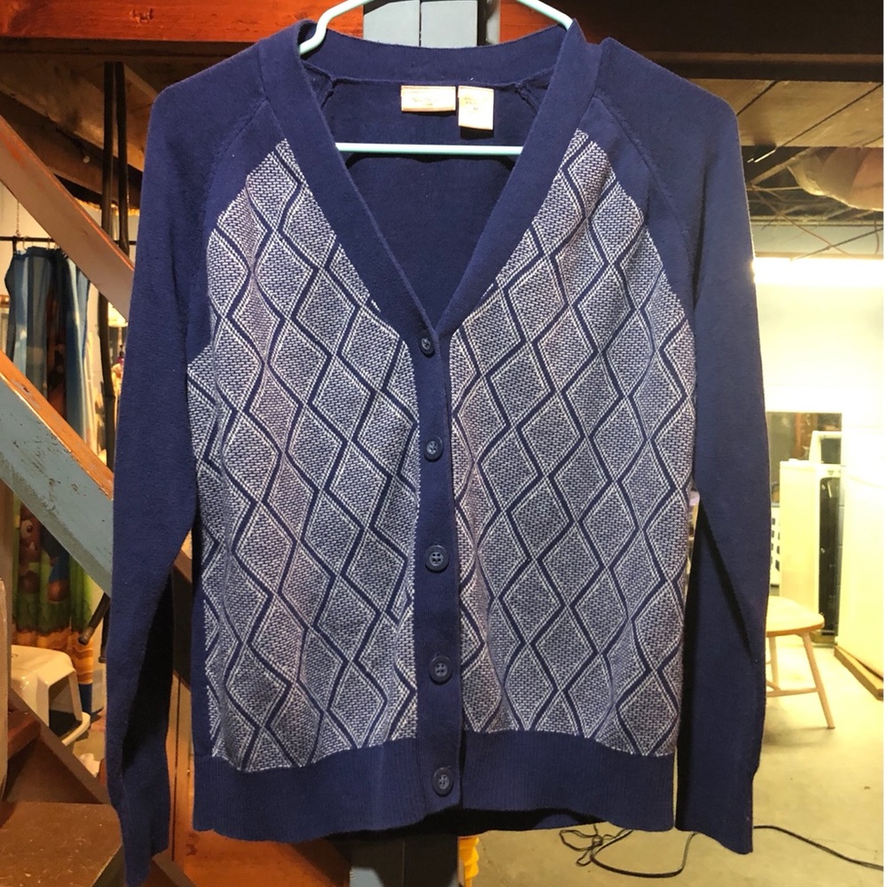 Light Weight Blue Harlequin Cardigan